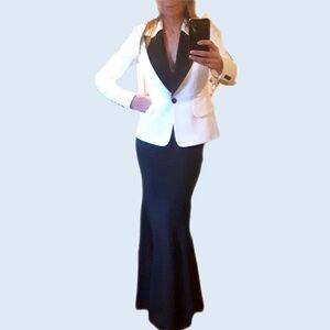 White tuxedo blazer jacket with black lapel